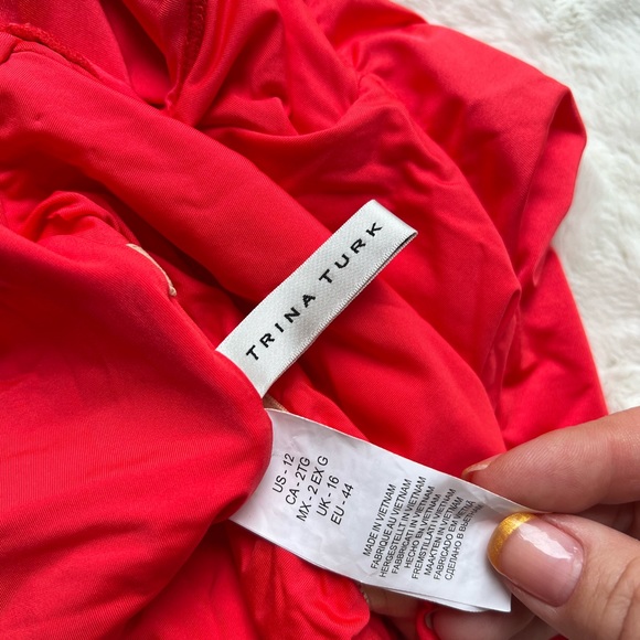 TRINA TURK Coral Off Shoulder Ruffle One Piece Swimsuit Suit size 12 NWOT - Picture 4 of 4